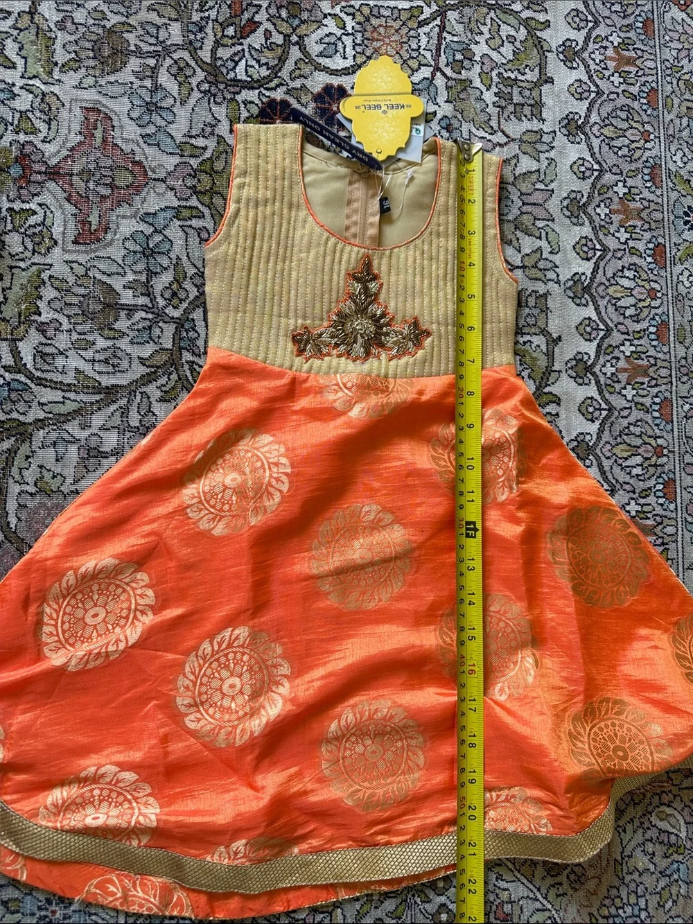 Kids Traditional Green and Orange Festive Lehenga Set - Unbranded NWT size 2-3y